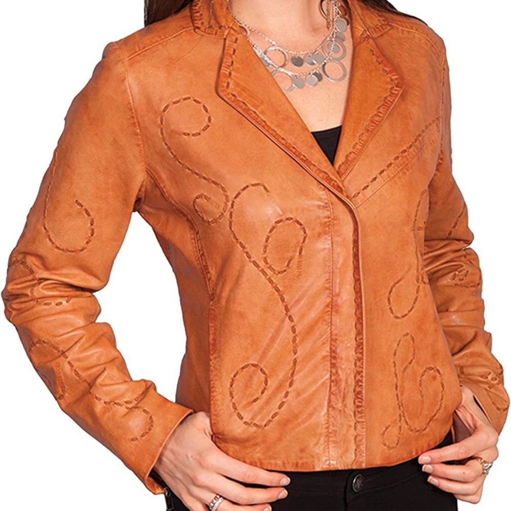 Scully NWOT - Leather Western Whipstitched Waist Length Jacket -XL